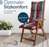 Beautissu Hochlehnerauflage 4x Premium Hochlehnerauflage 120 x 50 x 7 cm, Grau-Rot-Hellblau-Kariert, Gartenstuhlauflage Hochlehner - Robuster Stoff & UV-Lichtechtheit Bild 2