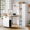 Flieks Klappbarer Schreibtisch mit Regal, 2-in-1 Bücherregal & Computertisch mit Steckdose & USB-Anschluss, Weiß, rechte Ecke Bild 2