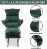 M MCombo Sessel Schaukelsessel mit Hocker, moderner Schaukelstuhl, Relaxstuhl für Wohnzimmer modern, bequemer Lesestuhl, Stillsessel, Swing Chair, 4118 (Grün) Bild 3