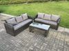 Fimous Dunkelgrau PE Wicker High Back Rattan Gartenmöbel Set Lounge Sofa 3 Sitzer Sofa Set Outdoor Rechteckiger Couchtisch 6 Sitzer Bild 3