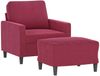 vidaXL Sessel mit Hocker Weinrot 60 cm Samt 3201049 Bild 3