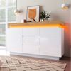 REDOM Sideboard mit großen Stauraum (Mehrzweckschrank, 1 St, 2 Türen und 3 Schubladen), Hochglanz Kommode mit LED Beleuchtung (App -Steuerung) Bild 3