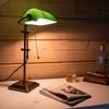 Schreibtischlampe, Altmessing, Glasschirm grün, H 56 cm Bild 5