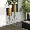 Blumentopf 2er Set Metall Gold mit Gestell Indoor Rund Bild 2