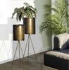 Blumentopf 2er Set Metall Gold mit Gestell Indoor Rund Bild 3