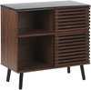 Sideboard dunkler Holzfarbton verschiebbare Türen PERTH Bild 5