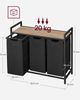 VASAGLE Wäschekorb 3 Fächer, Wäschesammler mit Ablage, Wäschebox, Wäschesack aus Oxford-Gewebe ausziehbar abnehmbar, Metallrahmen, 3 x 38 L, 92,5 x 33 x 72 cm, kamelbraun-schwarz von SONGMICS Bild 5