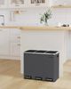 SONGMICS Mülleimer Küche, 3 x 18 L, Mülltrennsystem 3 Fächer, inklusive 15 Müllbeutel, Abfalleimer, Treteimer, für recycelbare Abfälle, Biomüll, mit Deckel, schiefergrau Bild 2