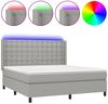 vidaXL Boxspringbett mit Matratze & LED Stoff Hellgrau 180x200 cm, Härtegrad: H2 [3138653] Bild 2