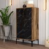 Dmora Schuhschrank Ngerulmud, Schuhregal, Mehrzweck-Eingangsgarderobe, Möbel für Schuhe, 60x35 h111 cm, Walnuss und Schwarz Bild 2