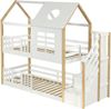 Etagenbett 90×200 cm mit Rausfallschutz und Hausdesign, Weiß/Natur, ohne Matratze Bild 4