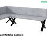 MEBLINI Eckbank für Esszimmer mit ausziehbarem Tisch - Küchenbank - Essecke - Sitzecke Küche - PETER - X-Beine 142x196x87cm Links - Hellgrau Samt/B Weiß Matt Bild 5