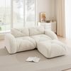 2-Sitzer-Sofa 76cm×204cm×171cm mit Hocker – modulares Sofa aus Chenille in Hellbeige, rahmenlos und haustierfreundlich Bild 4