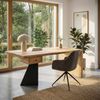 Schreibtisch aus Massivholz Akazie 180 x 90 cm rechteckig mit Schublade - Moderner massiver Bürotisch mit Metall - Natur Holztisch Industrial Design Bild 3