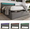 Polsterbett 140×200 cm mit hydraulischem Bettkasten und LED-Kopfteil, Grau, mit Matratze Bild 2