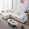 Ecksofa aus Chenille 267x78x85 cm mit Hocker, beige Bild 3