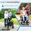 Rollator mit Luftbereifung faltbar und leicht mit Sitz 2 in 1 Rollstuhl &Reiserollator Schwarz Bild 5