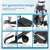 Rollator mit Luftbereifung faltbar und leicht mit Sitz 2 in 1 Rollstuhl &Reiserollator Schwarz Bild 3