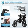 Rollator mit Luftbereifung faltbar und leicht mit Sitz 2 in 1 Rollstuhl &Reiserollator Schwarz Bild 4