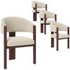 Flieks Polsterstuhl Gestell aus Eisen in Holzoptik Walnussfarbe, Bezug aus Flanellstoff (Set, 4 St), 2er Set Esszimmerstühle Armlehnstühle Wohnzimmerstuhl Beige Bild 3