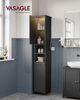 VASAGLE Badezimmerschrank mit verstellbaren Regalen, Hochregal für kleine Räume, modernes Möbel, Beleuchtung, schwarz Bild 2
