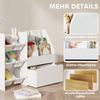 Kinderregal aus Holz mit 6 Behältern, 3 Regalen und rollbarer Box, 100×30×80, Weiß Bild 2