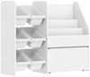 Kinderregal aus Holz mit 6 Behältern, 3 Regalen und rollbarer Box, 100×30×80, Weiß Bild 5