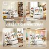 Kinderregal aus Holz mit 6 Behältern, 3 Regalen und rollbarer Box, 100×30×80, Weiß Bild 4