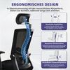 Adormii Bürostuhl Bürostuhl mit Gerauschlose Gummirollen,Ergonomischer Bürostuhl (Drehstuhl 360° mit Verstellbarer Kopfstütze, verstellbarer Lendenwirbelstütze und verstellbarer Armlehnen, Computerstuhl, Wippfunktion bis 135), Höhenverstellbar, Atmungs... Bild 3