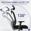 Adormii Bürostuhl Bürostuhl mit Gerauschlose Gummirollen,Ergonomischer Bürostuhl (Drehstuhl 360° mit Verstellbarer Kopfstütze, verstellbarer Lendenwirbelstütze und verstellbarer Armlehnen, Computerstuhl, Wippfunktion bis 135), Höhenverstellbar, Atmungs... Bild 4