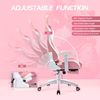 Gaming Stuhl Pink mit Fußstütze 3D Armlehne Lendenwirbelstütze PU Leder Racing Bild 5