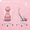 Gaming Stuhl Pink mit Fußstütze 3D Armlehne Lendenwirbelstütze PU Leder Racing Bild 3