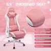 Gaming Stuhl Pink mit Fußstütze 3D Armlehne Lendenwirbelstütze PU Leder Racing Bild 4