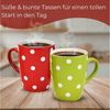 matches21 HOME & HOBBY Tasse Kaffeetassen Punkte-Dekor Bunt, 4er Set, für 250 ml, 4-tlg, Porzellan, Dopamin Deko Kaffeebecher für Tee & Cappuccino Bild 4