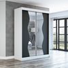 Schwebetürenschrank RIMA 2-türig Schrank 160 cm (mit Spiegel) Farbe: Weiß , schwarz Bild 2