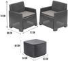 Dmora Outdoor-Lounge-Set Ari, Gartenkomposition mit 2 Sesseln und 1 Aufbewahrungstisch, Rattan-Effekt mit Kissen, 100 % Made in Italy, Anthrazit Bild 3