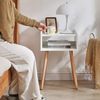 IBUYKE Nachttisch Skandinavisches Design Holz Beistelltisch Weiß 38.5x29x59.5cm Bild 5