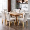 Esszimmerstuhl 4er-Set, Samt mit Eichenbeinen & Knopfheftung, 100x63x43, Beige Bild 2