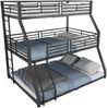 Dreifach-Etagenbett 90 × 200 cm – Metallrahmen mit dicken Stahlrohren, zwei Leitern & hohes Schutzgeländer, platzsparend,Schwarz Bild 5
