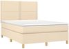 vidaXL Boxspringbett mit Matratze Creme 140x200 cm Stoff, Härtegrad: H2 [3142262] Bild 3