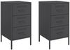 vidaXL Nachttische 2 Stk. Schwarz 36x39x68 cm Stahl 843079 Bild 2