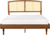 Bett mit LED VARZY 160 x 200 cm LED Rattan Heller Holzfarbton Bild 5