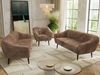 Wohnzimmerset, Möbelset PIRS 3-3-1, Armlehnen, Wellenfederung, schwarze Füße, Dreisitzer Sofas mit Sessel, Polstermöbel Set - Braun Cord Bild 4