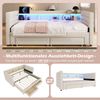 Tagesbett, Daybett, Schlafsofa, 90 × 190 cm, multifunktionales Ausziehbett-Design, USB- + Typ-C-Anschlüsse, mit zwei Schubladen, mehreren Staufächern, LED-Lichtleiste, Ohne Matratze, Samt, beige Bild 2