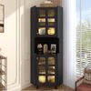 Eckschrank mit LED Beleuchtung, App gesteuert, Lack Spanplatte, 2 Türen + Regal,platzsparend, Kippsicherung, Aufbewahrungsschrank,Schwarz Bild 3