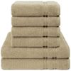 Hammetex 6 teiliges Handtuch Set, 100% Baumwolle Weich Saugstark Qualität Handtücher Set, 2 Badetücher 70x140 cm, 4 Handtücher 50x100 cm, Beige Bild 3