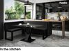 MEBLINI Eckbank für Esszimmer mit ausziehbarem Tisch - Küchenbank - Essecke - Sitzecke Küche - TONI - U-Beine 128x168x87cm Links - Schwarz Kunstleder/M Weiß Hochgl. Bild 2