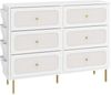 Kommode, Schrank mit 6 Stoffschubladen, Multifunktionales Sideboard mit Stofftasche, Metallrahmen, 30 x 110 x 85 cm, für Wohnzimmer und Schlafzimmer, Morden, Weiß-Gold Bild 2