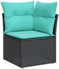 vidaXL 6-tlg. Garten-Sofagarnitur mit Kissen Schwarz Poly Rattan 3325583 Bild 4