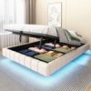 Polsterbett 140×200 cm mit Bettkasten und LED-Lichtleiste, schwebende Optik, Beige Bild 3